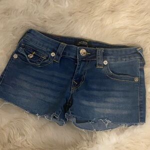 True Religion Distressed Blue Jean Shorts
